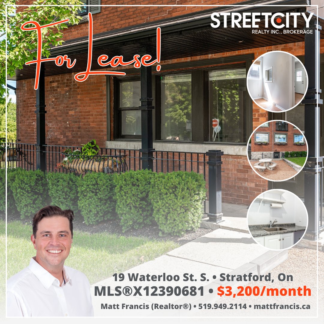 MattFrancisSC's tweet image. New Commercial Lease!

19 Waterloo St. S.  Stratford, On • MLS®X12390681• $3,200/month

mattfrancis.ca/mylistings.htm…

#StratfordRealEstate #YourStratfordRealtor #StratfordON #StreetCityStratford #StreetCityRealty #REALTOR #ForSale