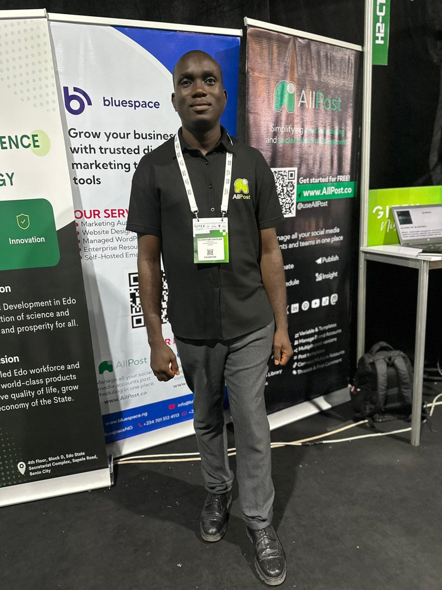 useAllPost's tweet image. We&apos;re excited to share that AllPost showcased our innovations at the GITEX Nigeria on September 3-4 in Lagos! 🤝
Huge thanks to everyone who visited our booth. Your support drives us forward! 💡
Stay tuned for more updates as we continue to innovate! 🚀
#GITEXNigeria #AllPost