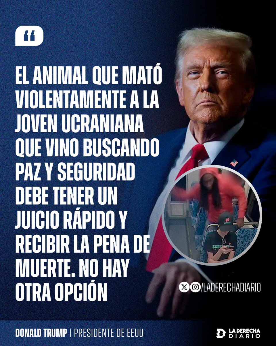🚨🇺🇸🇺🇦 | #URGENTE Trump exigió la pena de muerte para Decarlos Brown Jr, el negro asesino de Iryna Zarutska: “El ANIMAL que mató violentamente a la joven ucraniana que vino buscando paz y seguridad debe tener un juicio rápido y recibir LA PENA DE MUERTE. No hay otra opción”.