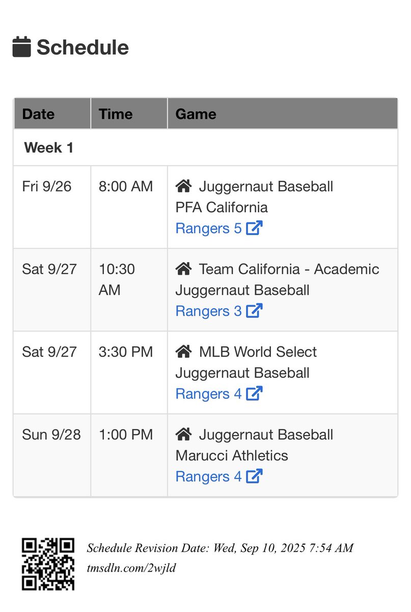 Here is my upcoming schedule for the AZ Senior Fall Classic. I will be with team Juggernaut baseball #3