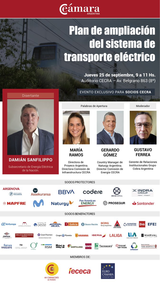 Próximo Evento 👉ENCUENTRO CON EL SUBSECRETARIO DE ENERGÍA ELÉCTRICA DE LA NACIÓN, D. DAMIÁN SANFILIPPO

Evento exclusivo para socios CECRA

cecra.com.ar/ap_eventos.php…
