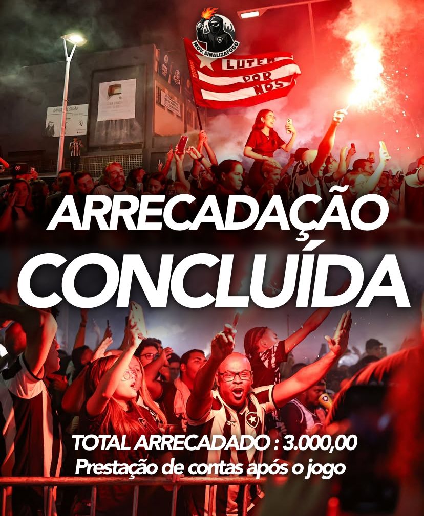 🔥🚀 ARRECADAÇÃO CONCLUÍDA, META BATIDA! 🔥

Nossa gente mostrou mais uma vez a sua força: batemos a meta e vamos fazer uma Rua de Fogo histórica na recepção do ônibus!

📍 Concentração a partir das 18h30 – Rua das Oficinas (Setor Norte)
Compareça, faça parte desse espetáculo!