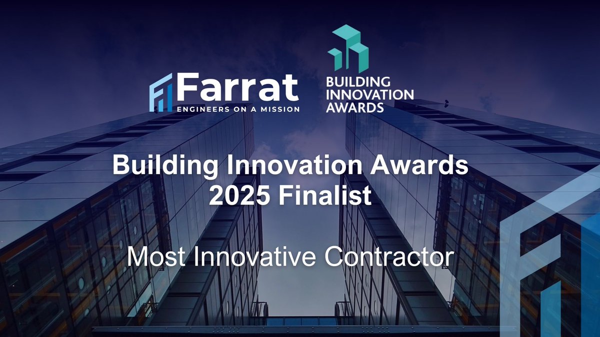 We’re thrilled to announce that Farrat has been shortlisted for Most Innovative Contractor at the Building Innovation Awards 2025.
 bit.ly/4gqoWg4
#EngineersOnAMission #BuildingInnovation #BuildingInnovationAwards #Construction #Engineering #Sustainability