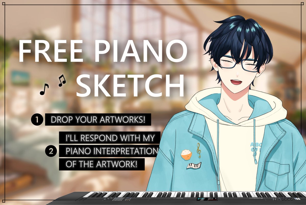 📢 FREE PIANO SKETCH! ♪  

Finally doing this again! I'm challenging myself to come up with piano interpretations for your (vtuber) artworks. I won't be focusing too much on ref sheets this time, but it can be a simple vtuber portrait.

♫ Drop your artwork! Please credit your