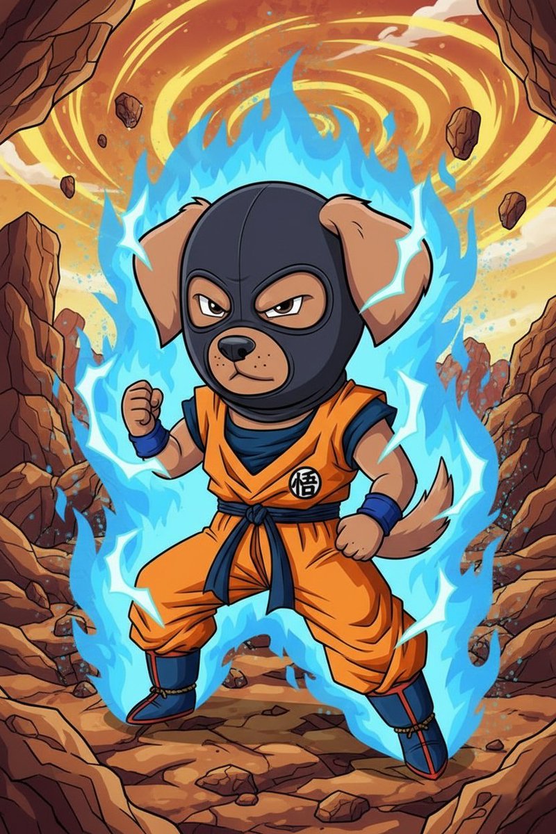 Skipuppy meme dog powering up like a fighter