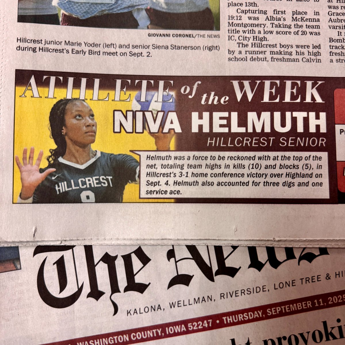 gohillcrest's tweet photo. Congrats to Niva Helmuth '26 for her outstanding performance in the volleyball home opener vs Highland last week, π π₯ making her the @thenews_sports Athlete of the Week! #flyravens π¦ββ¬ https://t.co/Hmq4o0xYBJ