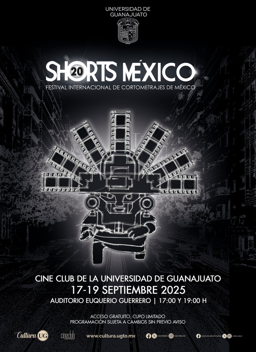 cineclubug's tweet photo. 🎬 La @UdeGuanajuato se suma a los 20 años de @shortsmexico  🎉
En septiembre disfruta los mejores cortos en:
🎥 Cine Club UG (Gto)
🏛️ Univerciudad UG – Casa El Nigromante (SMA)
📅 Programación 👉 https://t.co/PqMJyH6beU
📲 También en la App Cultura UG
#ShortsMéxico #CineUG https://t.co/52CU3c2mBY