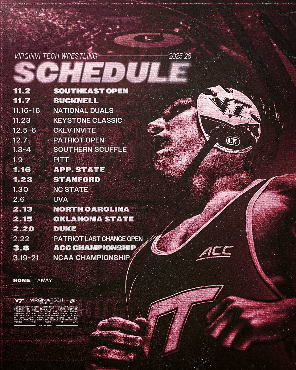 𝙍𝙚𝙖𝙙𝙮 𝙛𝙤𝙧 𝙀𝙫𝙚𝙧𝙮𝙩𝙝𝙞𝙣𝙜 𝙩𝙝𝙖𝙩 𝙇𝙞𝙚𝙨 𝘼𝙝𝙚𝙖𝙙 😤

The 2025-2026 Hokies Wrestling schedule is here.
Can't wait to see the best fans in the nation!
🔗 » vthoki.es/NpGZd

#ALLINALLTHETIME #Hokies 🦃