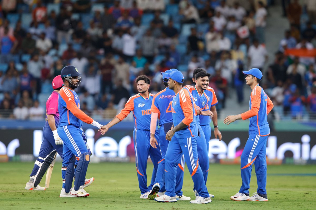 UAE BOWLED OUT FOR JUST 57. 🤯

- Kuldeep picked 4/7, Dube with 3/4.