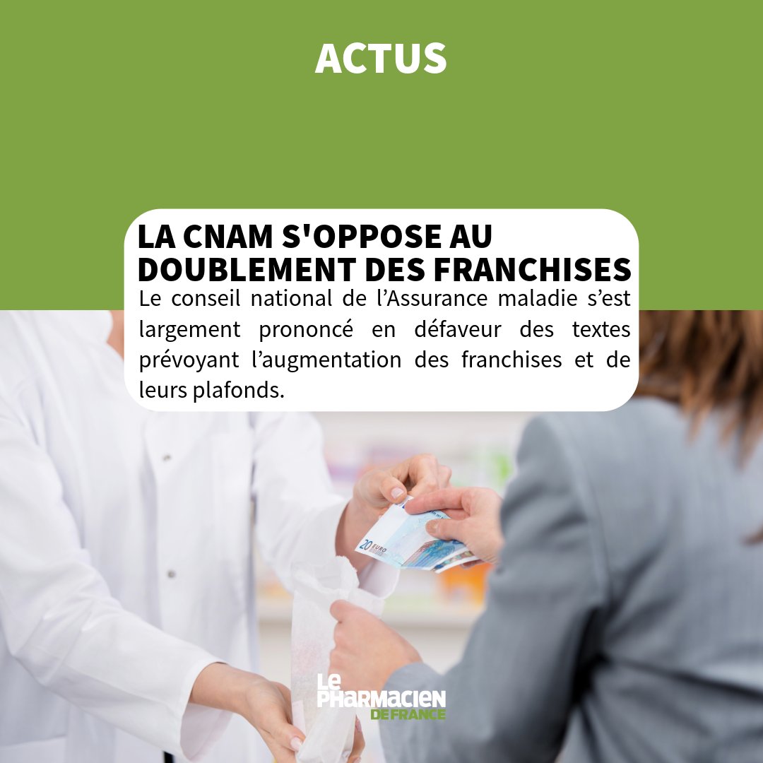 Le conseil de la Cnam a rejeté les décrets du gouvernement doublant les franchises médicales (médicaments, transports, actes, plafond annuel).
Syndicats et patients dénoncent « un passage en force ».
lepharmaciendefrance.fr/la-cnam-soppos…