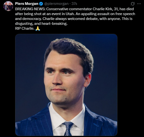 Charlie Kirk has passed from the shooting
