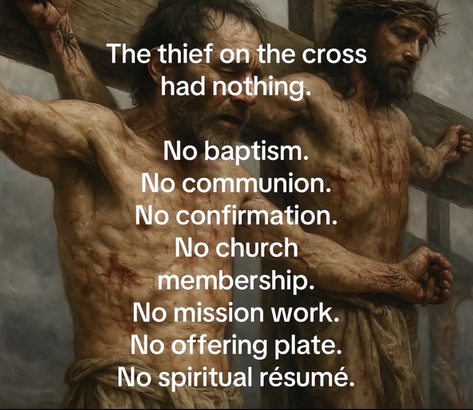 He had nothing to offer but his faith in JESUS.

My question to you is this; 
are you still trying to purchase the Gift when the precious Gift of Salvation was already paid for by the Only One who can save.
Put your faith in JESUS;

It’s JESUS+nothing