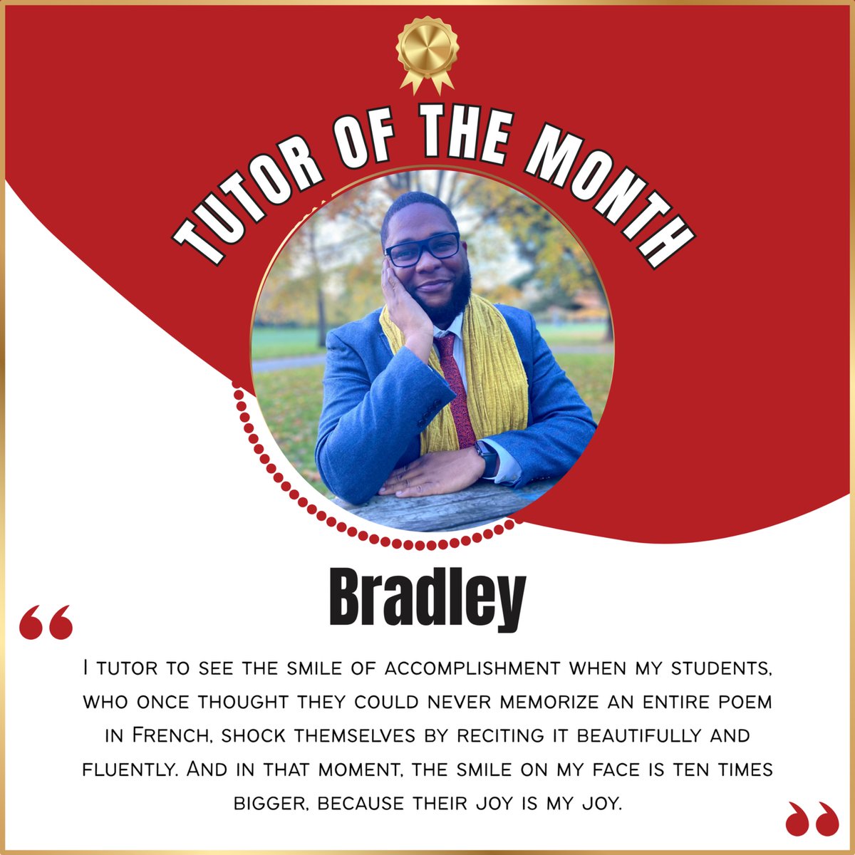 Kscholasticinc's tweet image. Say hello to our Tutor of the Month, Bradley! ✨ 

Thank you, Bradley, for being such an amazing tutor!

#kscholastic #tutors #houstontutor #tutoring #education #tutoringservices #sattutor #finalexam #employeeofthemonth