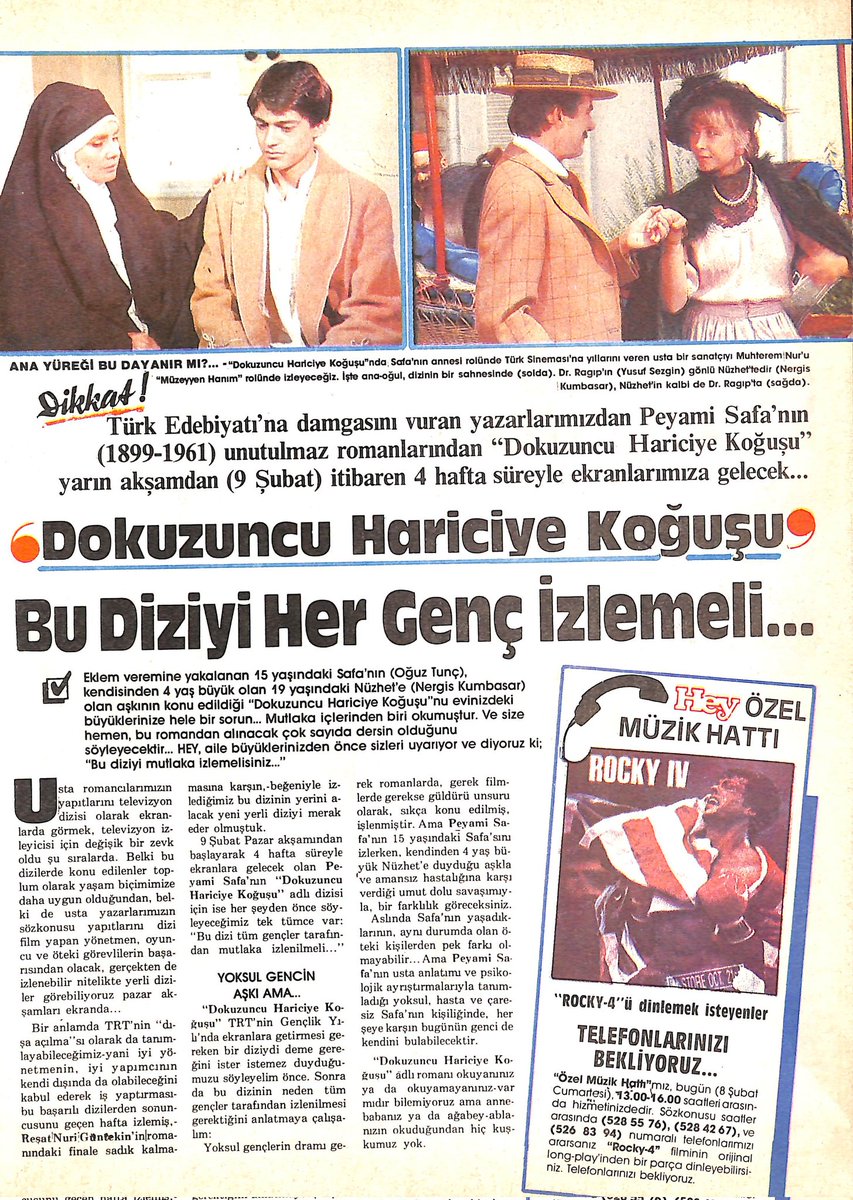 Mehmetcan198's tweet photo. #DokuzuncuHariciyeKoğuşu #PeyamiSafa #NergisKumbasar #OğuzTunç #MuhteremNur #YusufSezgin #NerimanKöksal #AgahHün #SaimeBekbay #HulusiTunca #Rocky #SylvesterStallone #trt #Şubat #1986yılı @MehmetE29796180 @Yasemin70619829 @tchulya80 @_Arsiv_ https://t.co/WPuPG5TuRH