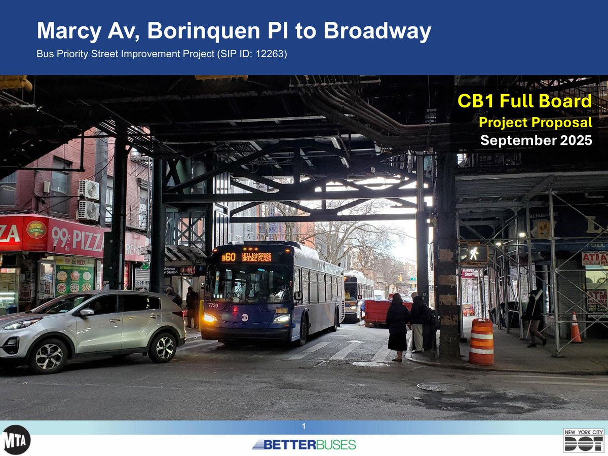 NYCDOTProjects's tweet image. Marcy Avenue, Borinquen Place to Broadway - presented to Brooklyn Community Board 1 in September 2025 nyc.gov/html/dot/downl…
