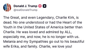 Hanni88770's tweet photo. Trump pays tribute to Charlie Kirk https://t.co/pGXnyZdLzl