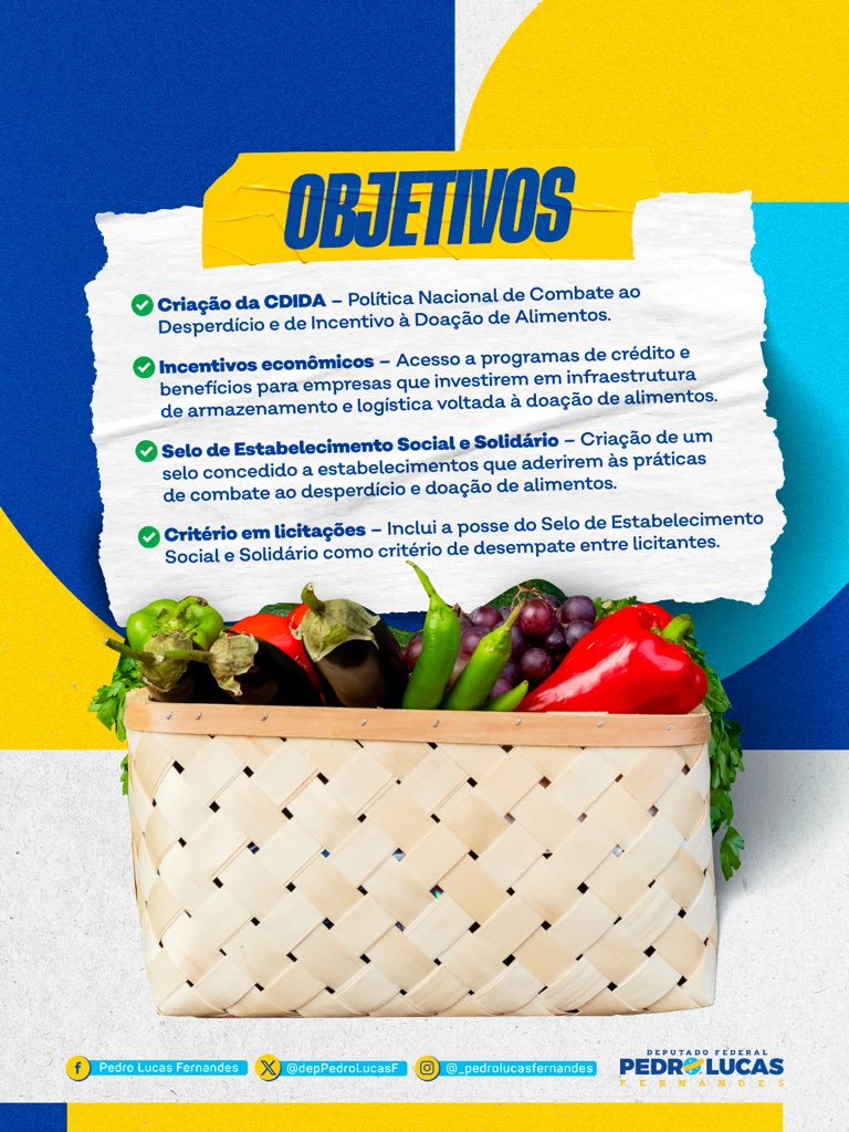 Vamos juntos combater o desperdício! Fico feliz com a aprovação do PL 321/25, proposto pelo nosso mandato, que vai instituir a Política Nacional de Combate ao Desperdício e de Incentivo à Doação de Alimentos.

🍽️ A nossa proposta foi considerada pela organização Pacto Contra a