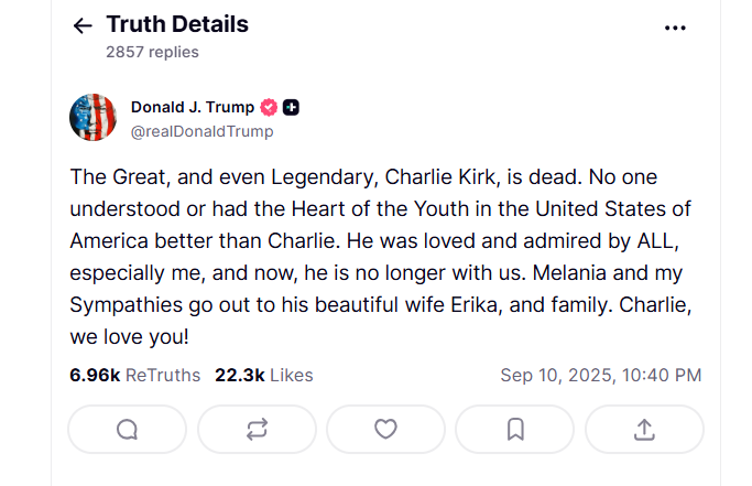 <a href="/ivanedlm/">Iván Espinosa de los Monteros</a> <a href="/charliekirk11/">Charlie Kirk</a> Charly Kirk ha fallecido.
Recemos por su alma y por su familia🙏🙏🙏