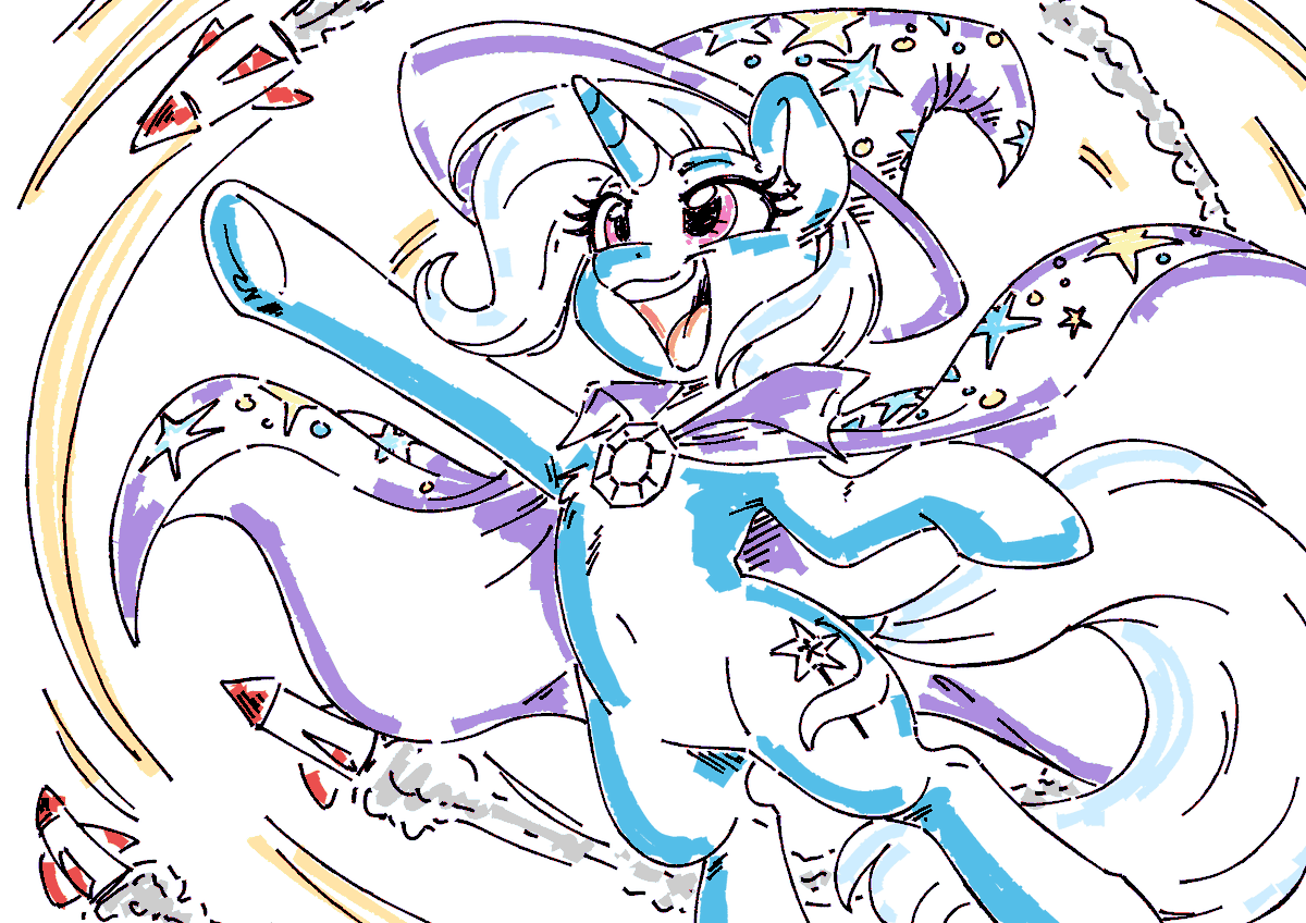 derpydoodesigns's tweet image. Experimenting again! I kinda like this... I dunno what to call it, minimalist?... There's gotta be a name for this style.

Anyway, Trixie Lulamoon everypony lol

#mlp #mlpfim #mlpart #mlptwt #mlpfanart #mlpg4 #trixielulamoon #trixie #pony #mylittlepony #art #artist