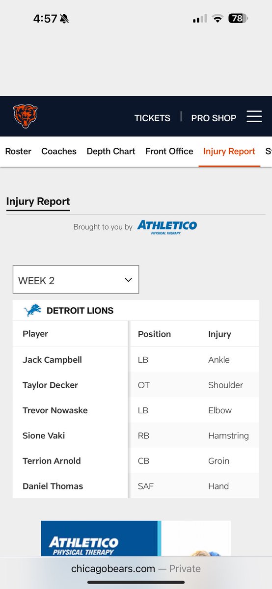 PassingTimePod's tweet photo. Did anyone else go to the @ChicagoBears official website to check their injury report and see this???? Hmmmm….
@Lions #OnePride #allgrit #fyp #passingtime https://t.co/XtweK19tTB