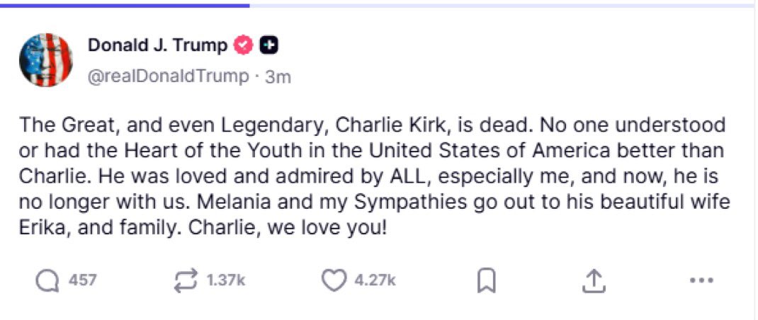 Charlie has passed! This is so damn sickening. A fucking Thug took away someone’s husband and father! 

You can disagree in politics, but you should never take someone’s life over it. 

Can we all grow up?? Jesus!! We all don’t have to agree on every damn thing in this world …
