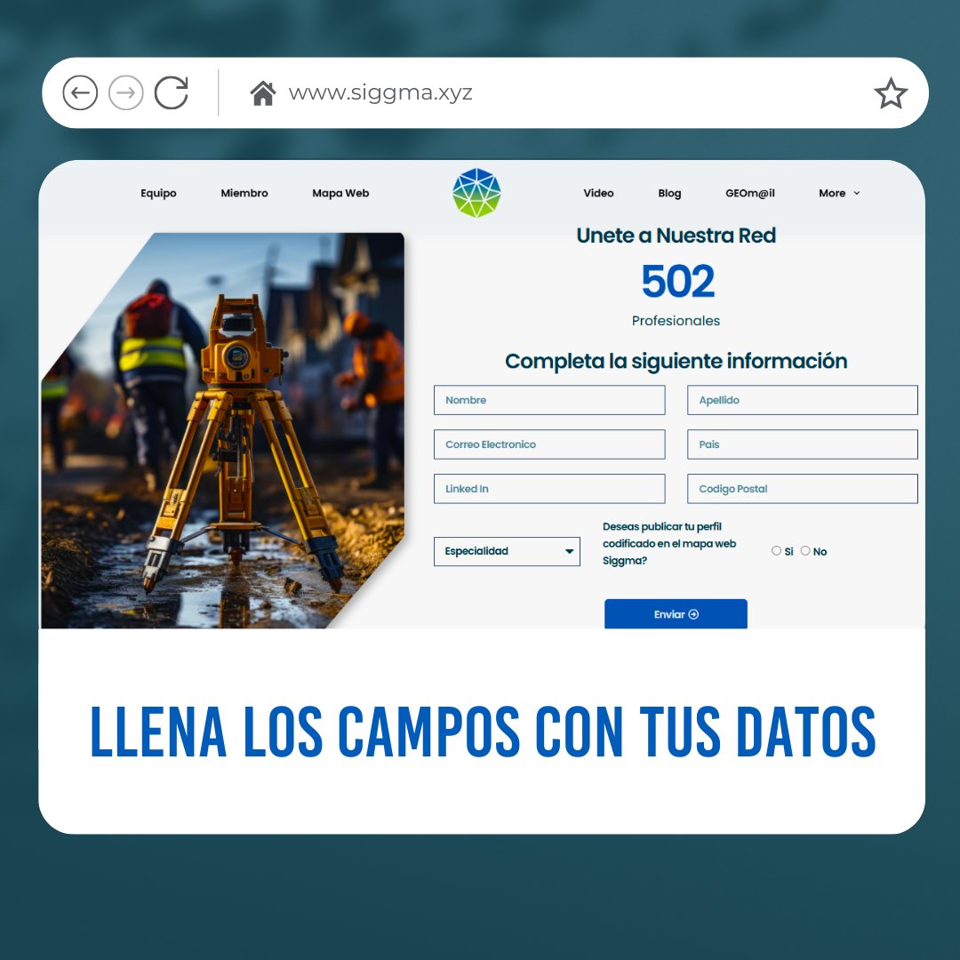 ¿Deseas ser miembro de la Sociedad de Ingenieros Geodestas, Geomáticos y Agrimensores de Venezuela y no sabes cómo hacerlo?

Sigue los pasos en las imágenes, registro gratis.
 
Solicita tu certificado como miembro activo de SIGGMA a través del correo info@siggma.xyz