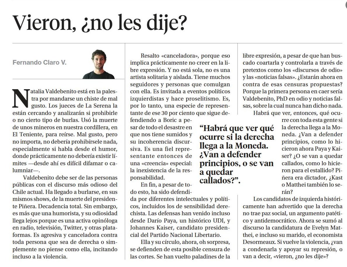 Sobre Natalia Valdebenito y las cortes de justicia, como les llaman.