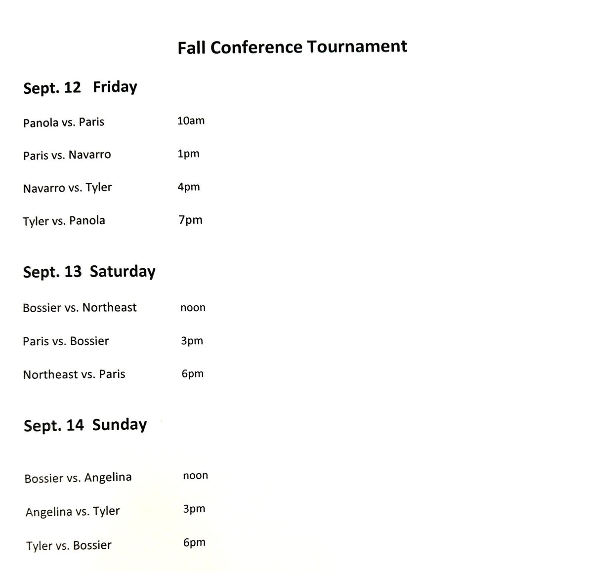 🚨 Region XIV North Master Schedule 🚨