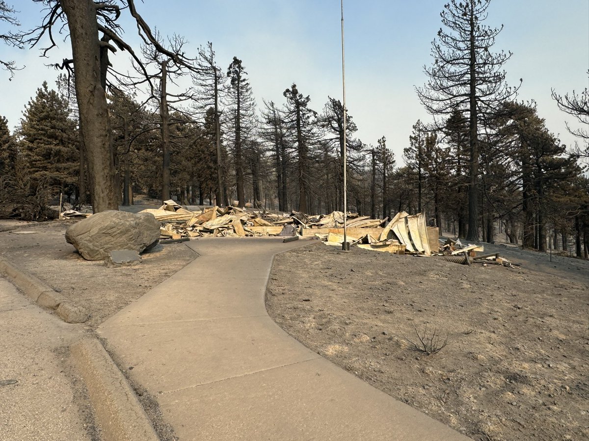 On this one year anniversary of the #BridgeFire, this photo of the former Grassy Hollow Visitor Center is a reminder that we should always stay vigilant and prepared for wildfire. Have a plan and practice your plan! 

#ReadySetGo #WildfireSafety #Wrightwood #Preparedness