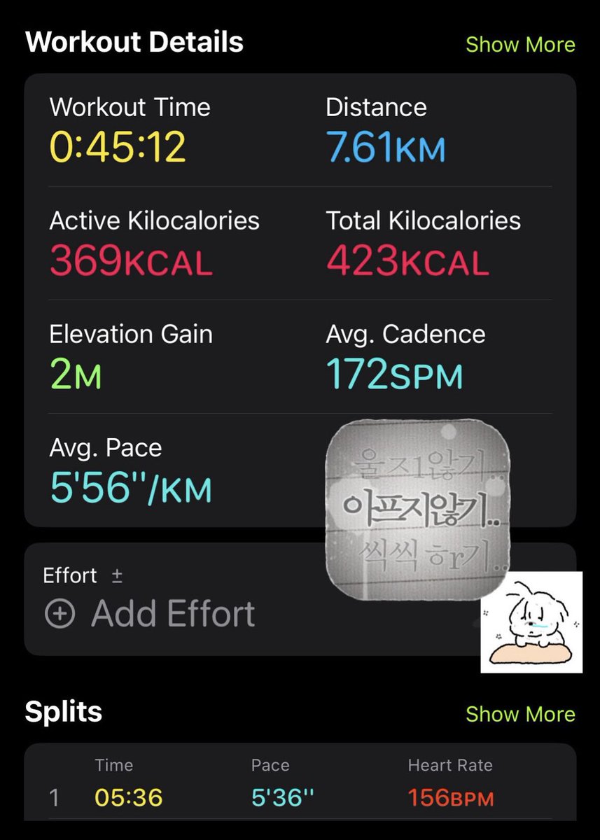차주영 러닝 기록 볼사람...... 나지금 턱떨어짐