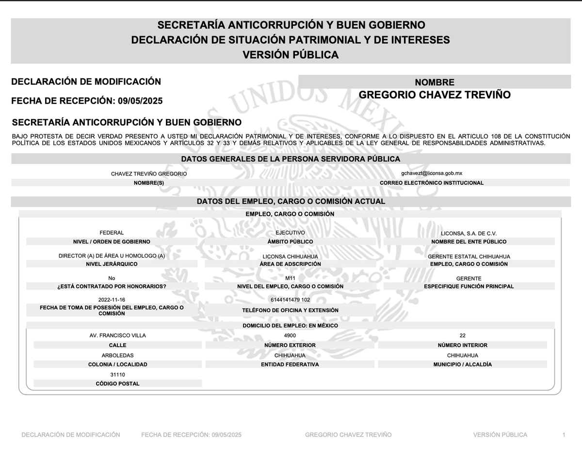 jorgegogdl's tweet photo. Hoy en #FamiliasdelBienestar el hermano de la Senadora Andrea Chávez, Gregorio Chávez Treviño gana 826 mil pesos anuales en Liconsa, como director en Chihuahua. 

Terminando con el Nepotismo, acomodando a los hermanos. 🤡 https://t.co/ZH7ofTLsBt