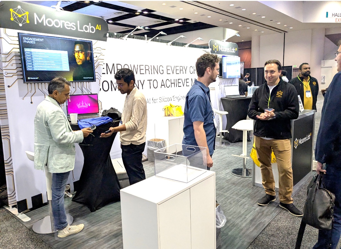 mooreslabai's tweet image. Day 1 of AI Infra Summit is in the books and it felt good to be back in action!

These conversations energize us like no other.

Here&apos;s to Day 2 and stoping by Booth #724 to see your favorite robot dog show at 3:00!

#AIInfraSummit #MooresLabAI #AgenticAI #EDA #ChipDesign…
