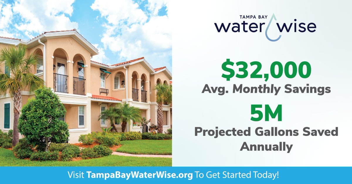 What once cost up to $45K a month in water bills now averages just $12.5K—a 60%+ reduction! This complex is projected to save 5+ million gallons annually. 

A $31,780 rebate from Tampa Bay Water Wise helped fund the upgrades.
Visit TampaBayWaterWise.org and start saving!