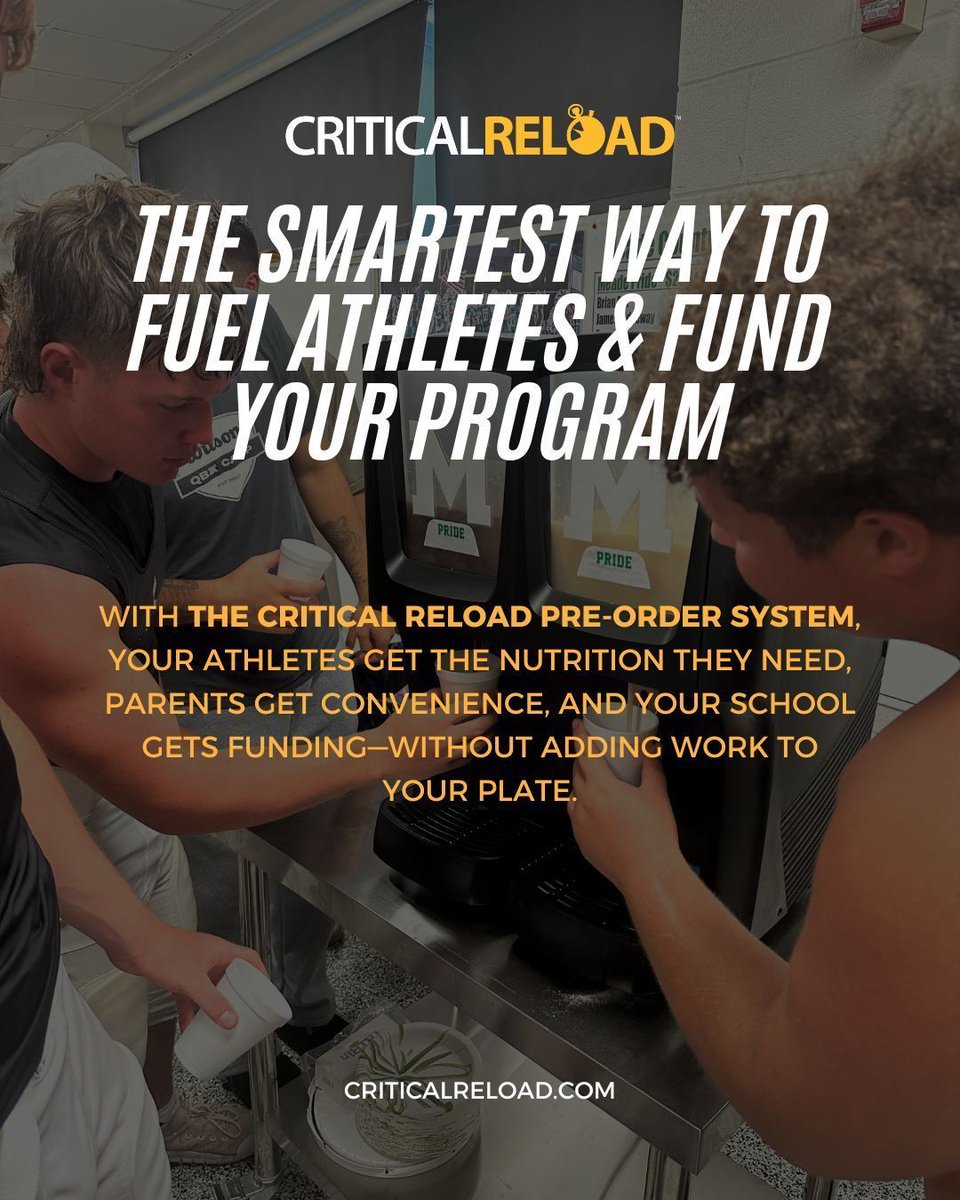 critical_reload's tweet image. The Critical Reload Pre-Order System

Coaches—your time belongs on the floor, not chasing checks or filling out order forms. Most schools tell us their #1 challenge with creating fueling options is funding—that’s why we created the Pre-Order System. It’s like selling candy bars…
