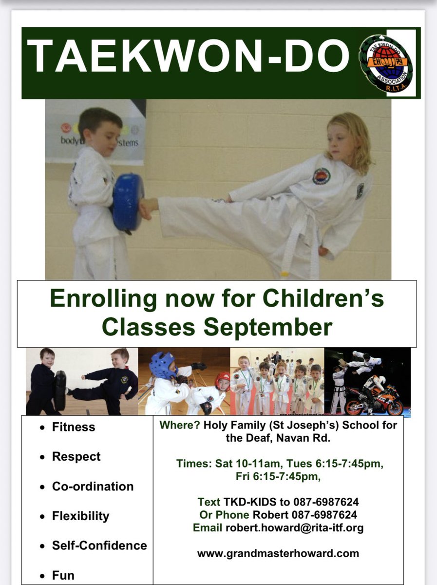 Taekwon-Do classes for children. Dublin 7. Contact me to book your place.