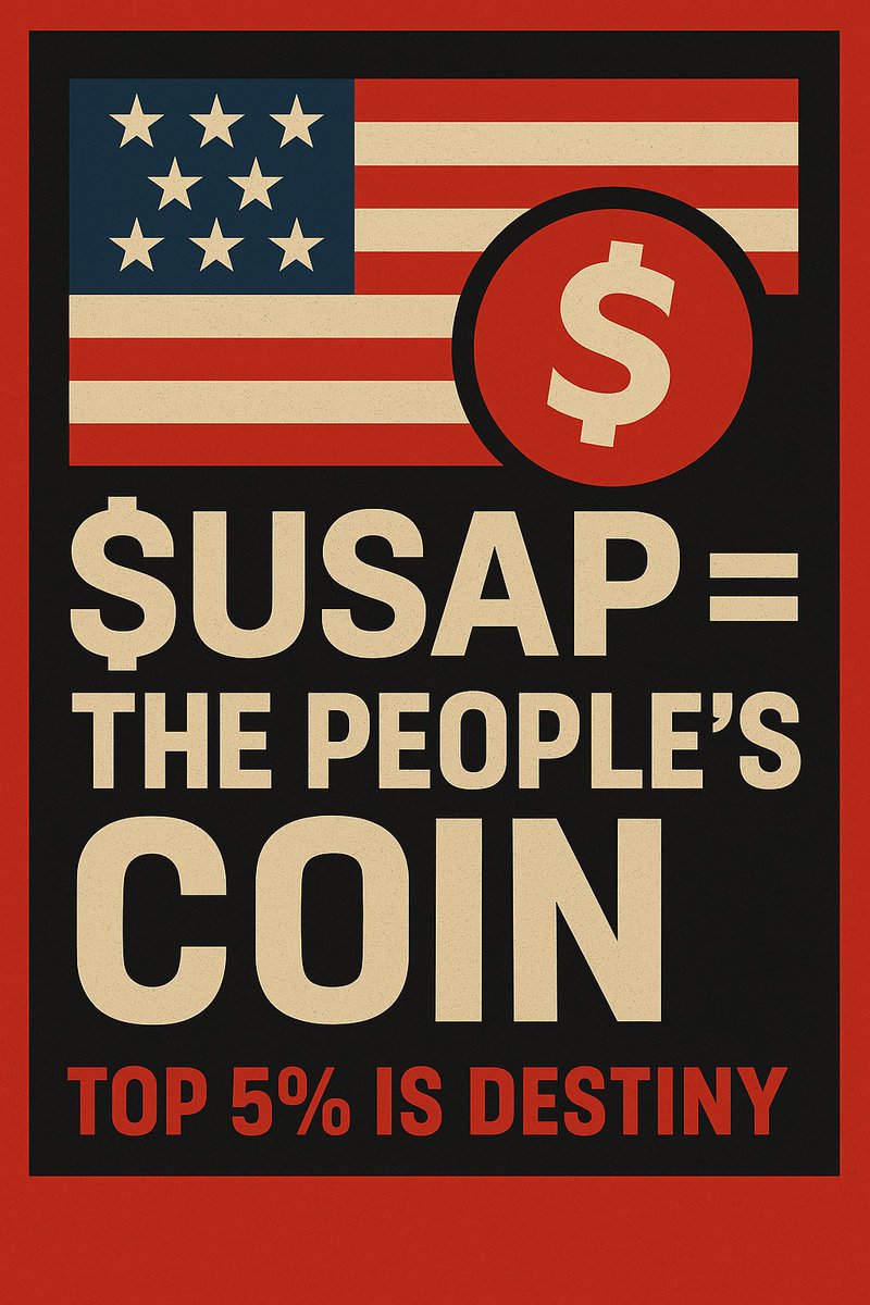 pumpus2024's tweet photo. They printed dollars.
They devalued savings.
They told us the system was unbreakable.
But America was born from rebellion 
and now, rebellion is on-chain.
🇺🇸 $USAP isn’t just a coin.
It’s the people’s coin.
For workers, builders, dreamers, fighters.
Top 5% isn’t hype. https://t.co/32fvJPevxZ