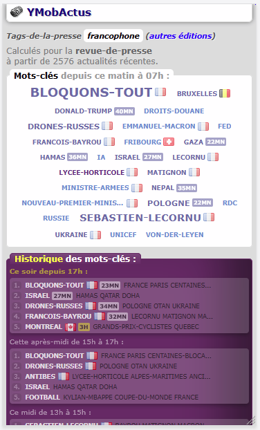 J'ai partiellement débloqué
la règle d'analyse sémantique de la #presse 
qui bloquait les expressions de langage courant...

comme par exemple #BloquonsTout ^^