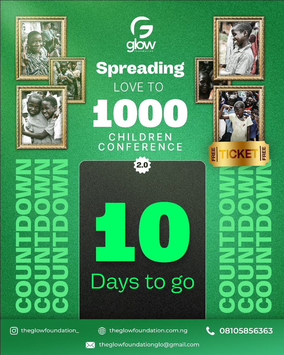 TheGlowFound_'s tweet photo. The countdown is officially on! ✨

In just 10 days, we’ll be gathering 1,000 beautiful children for an unforgettable experience at the Glow Foundation Children Conference 

We can’t wait to spread love, joy, and hope together! 🥰

Have you sponsored a seat? 🤩 https://t.co/GAl9jvkOJc
