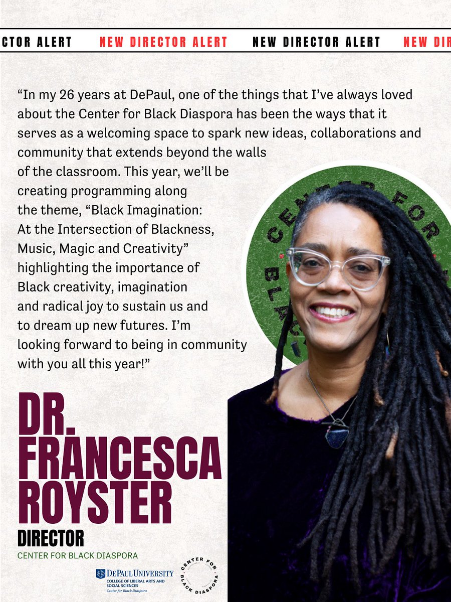 We’re excited to welcome our new Center Director, Dr. Francesca Royster! 

Come say hi and meet Dr. Royster at our upcoming Open House &amp; Ice Cream Social—🍦(Details to come)