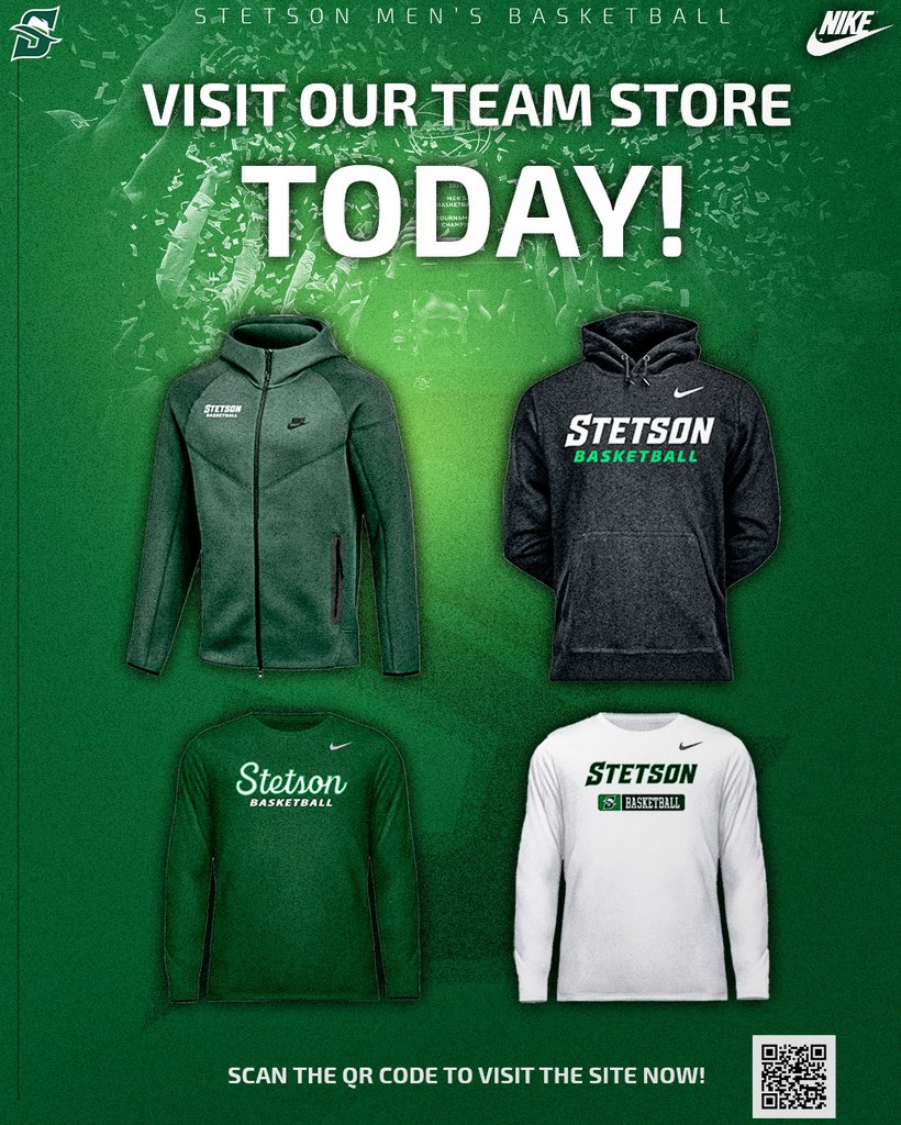 Hatter Nation!!! Get your team gear at the Stetson MBB Sprint Store Fall 2025 My Team Shop by September 30th! Scan the QR Code or click the link in our bio to get your Hatter gear TODAY! 🎩