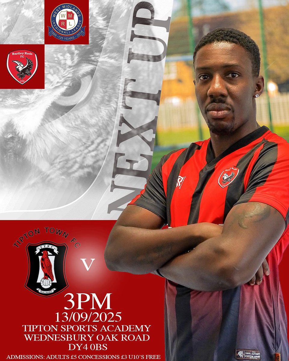 Next up for The Reds...⚽️

We take on Tipton Town in hopes that we carry on this bright start to the season and push further up the table🤩

UTFR❤️🖤