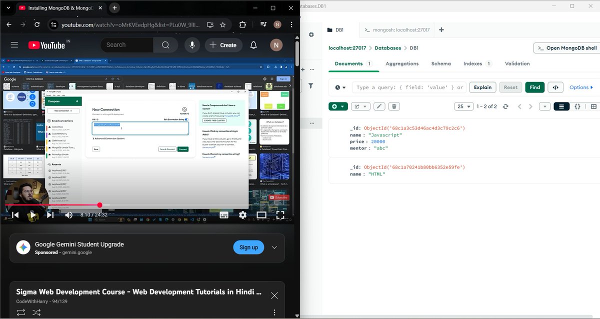 PatelNiharika05's tweet image. 🗓️Day : 46/75
✅ Started MongoDB today . Learnt basics about it.
#WebDevelopment #codewithharry #75DaysOfCode