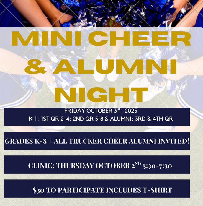 NHSTruckers's tweet photo. Your Norwalk High School State Champion Cheerleaders will be hosting their annual Mini-Cheer and Alumni Cheer Night on Friday, October 3rd.  Interested students can register at the following link:

https://t.co/G4laEMYVth https://t.co/tuUQ9TE8nC