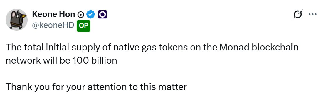 - i am so shocked that's now <a href="/monad/">Monad</a> Will be Launch their native coin with The 100 Billion supply🫥

- Previous <a href="/LineaBuild/">Linea.eth</a> Did it With the Approx 72B Total Supply 🫥

- Even Before L1 OR L2 Projects total supply Were 10B Max Like.

- ARB = 10B
- OP = 4.29B
- Movement = 10B
-