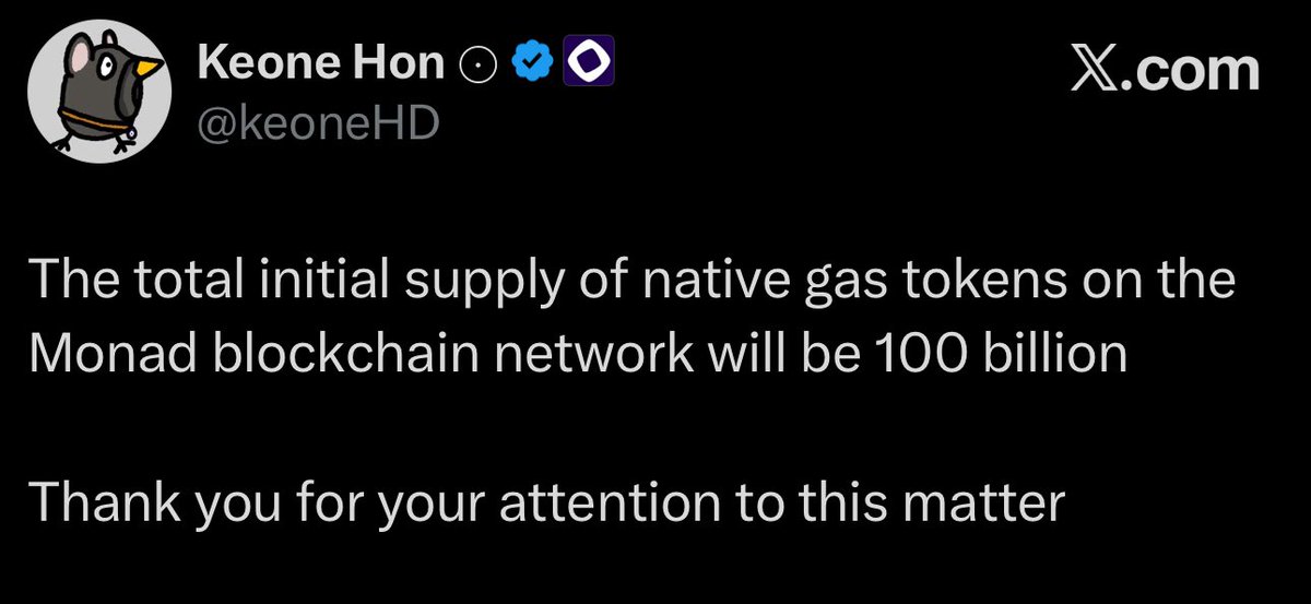 GuarEmperor's tweet photo. Supply token monad 100B
Ticker $MON
when tge? https://t.co/DjihzZDM7E