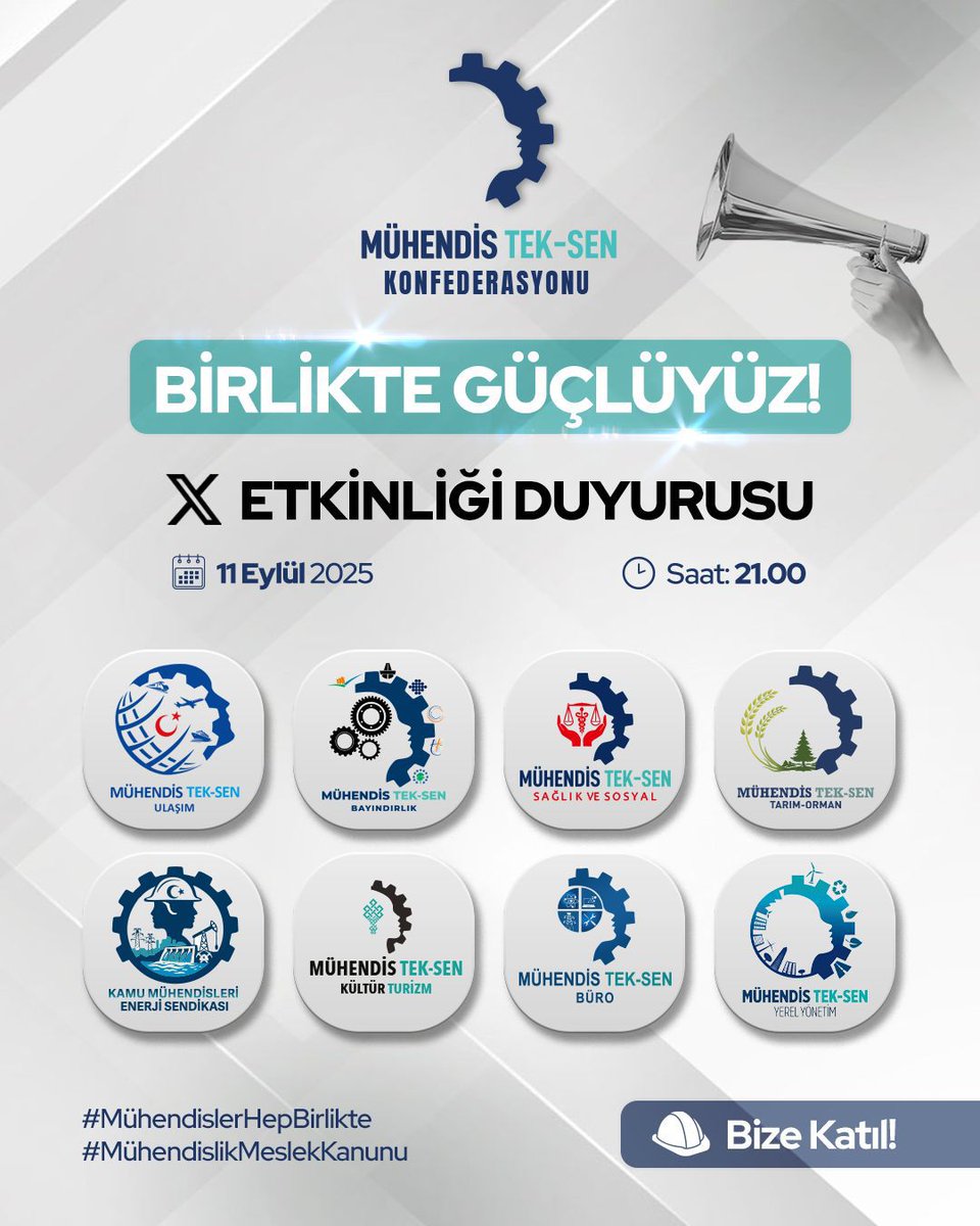 Kamu kurum ve kuruluşlarında görev yapan mühendis, mimar, şehir plancısı ve teknik hizmetler sınıfı çalışanlarının gerçek temsilcisi Mühendis Tek-Sen Konfederasyonudur. 

Mesleki haklarımızı savunmak, hak ve adalet arayışımızı daha etkili duyurmak için başlattığımız sendikal