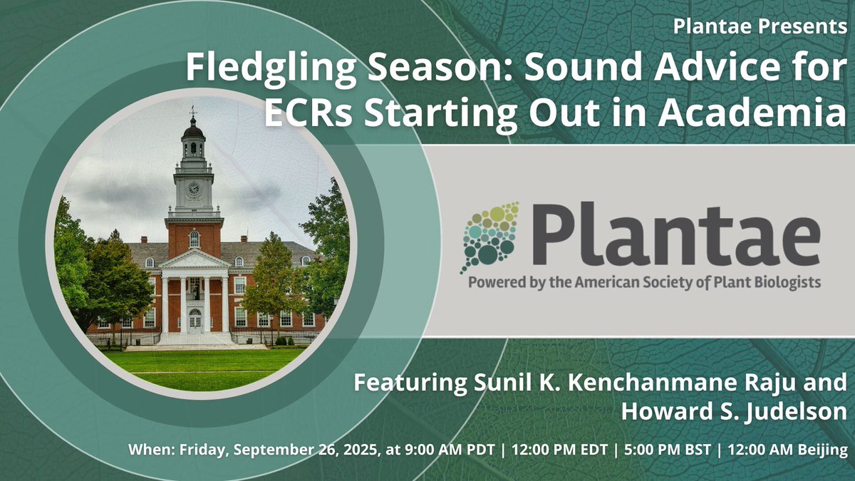 📣 Join us for the upcoming Plantae webinar on September 26 at 12:00 pm Eastern time, hosted by the 2025 Plantae Fellows.🌱

👉 Free registration at plantae.org/plantaepresent….

#PlantScience