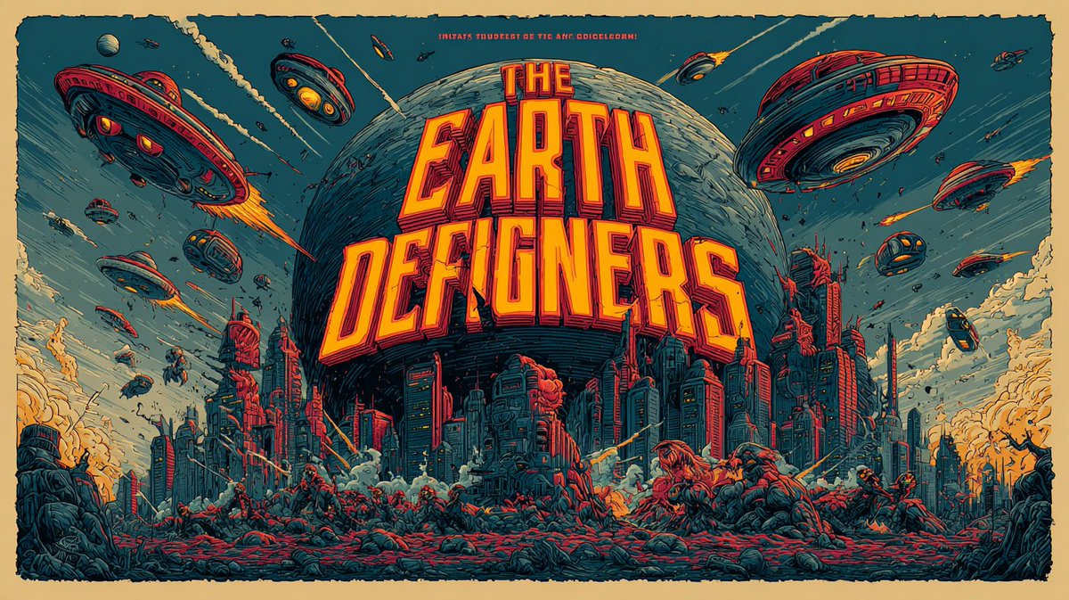 Games_Teaching's tweet image. Poco a poco el #videojuego q empezó como una copia de #spaceinvaders va tomando su propio camino, se llamará &quot;The Earth´s Defenders&quot; 
Los defensores de la tierra, un titulo que tiene el  #core del juego: Defenderse de un enemigo
Pruebas de #conceptart  poster con #midjourneyv7