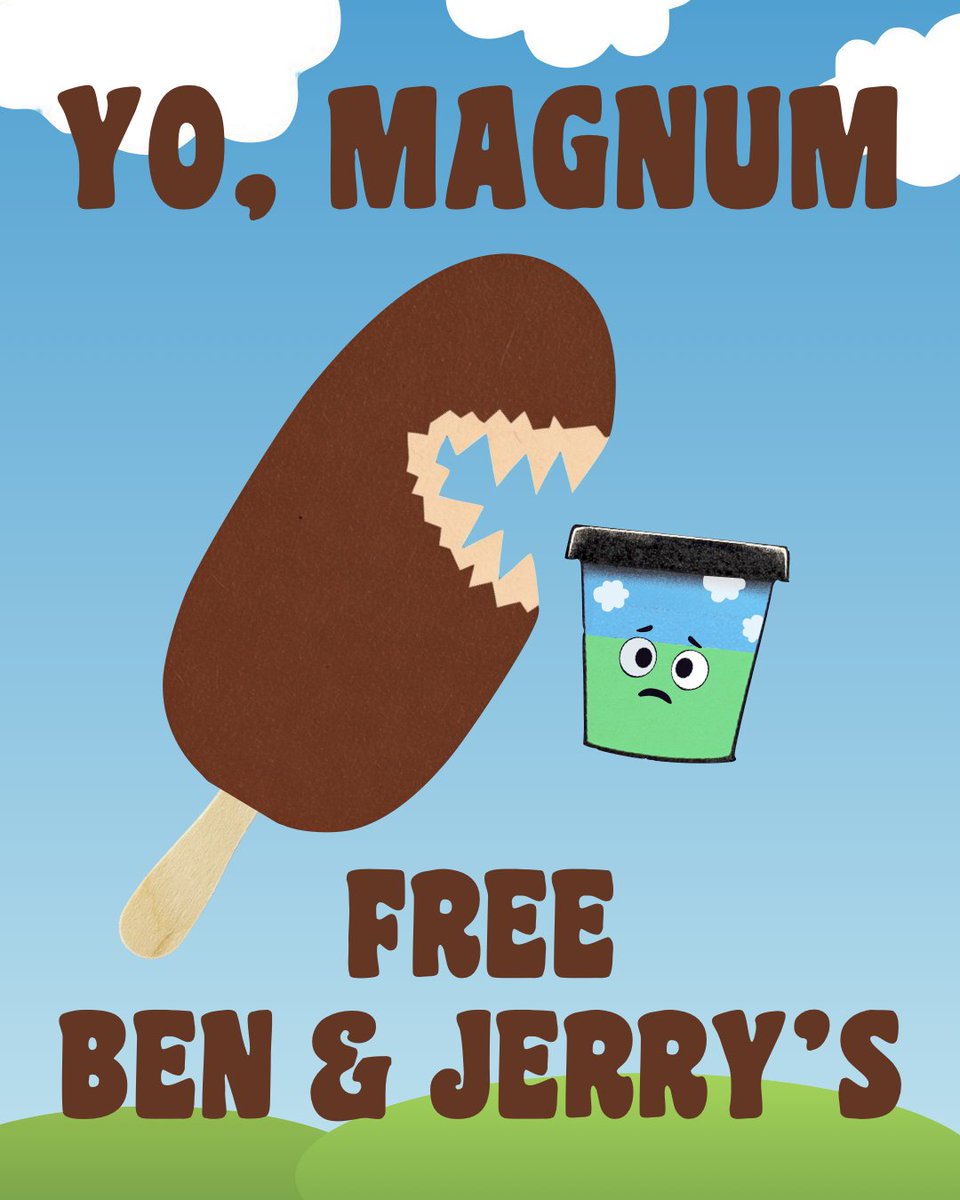 Share this far and wide!

<a href="/MagnumIceCream/">Magnum Ice Cream</a>  is ripping the heart out of <a href="/benandjerrys/">Ben & Jerry's</a> - set us free!

#Freebenandjerrys