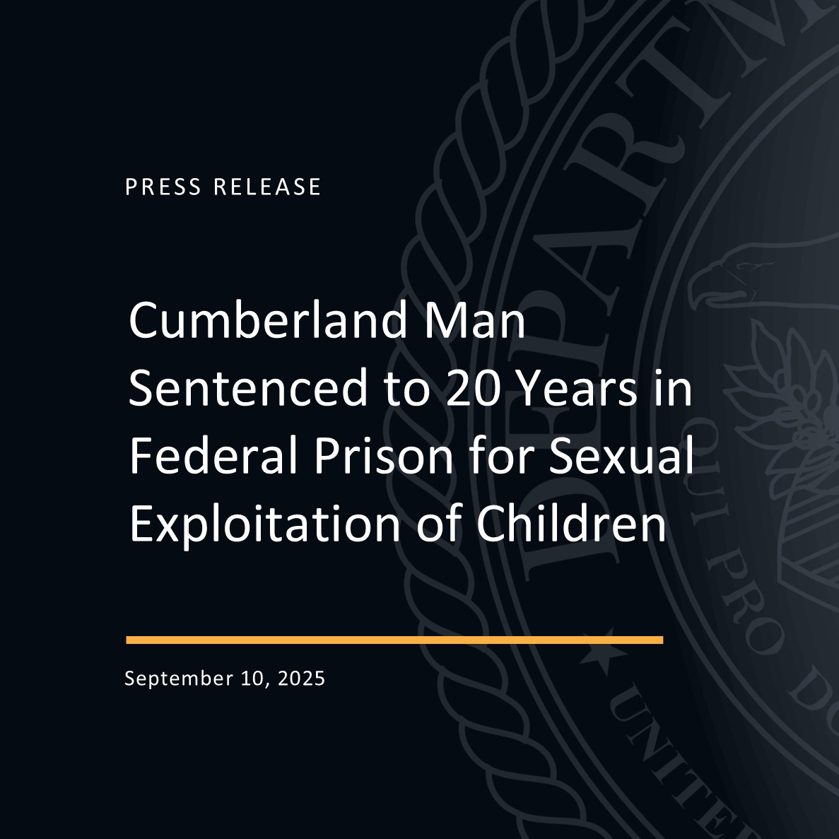 Cumberland Man Sentenced to 20 Years in Federal Prison for Sexual Exploitation of Children
justice.gov/usao-md/pr/cum…
Announced with <a href="/FBIBaltimore/">FBI Baltimore</a> <a href="/FrostburgState/">Frostburg State University</a> Police